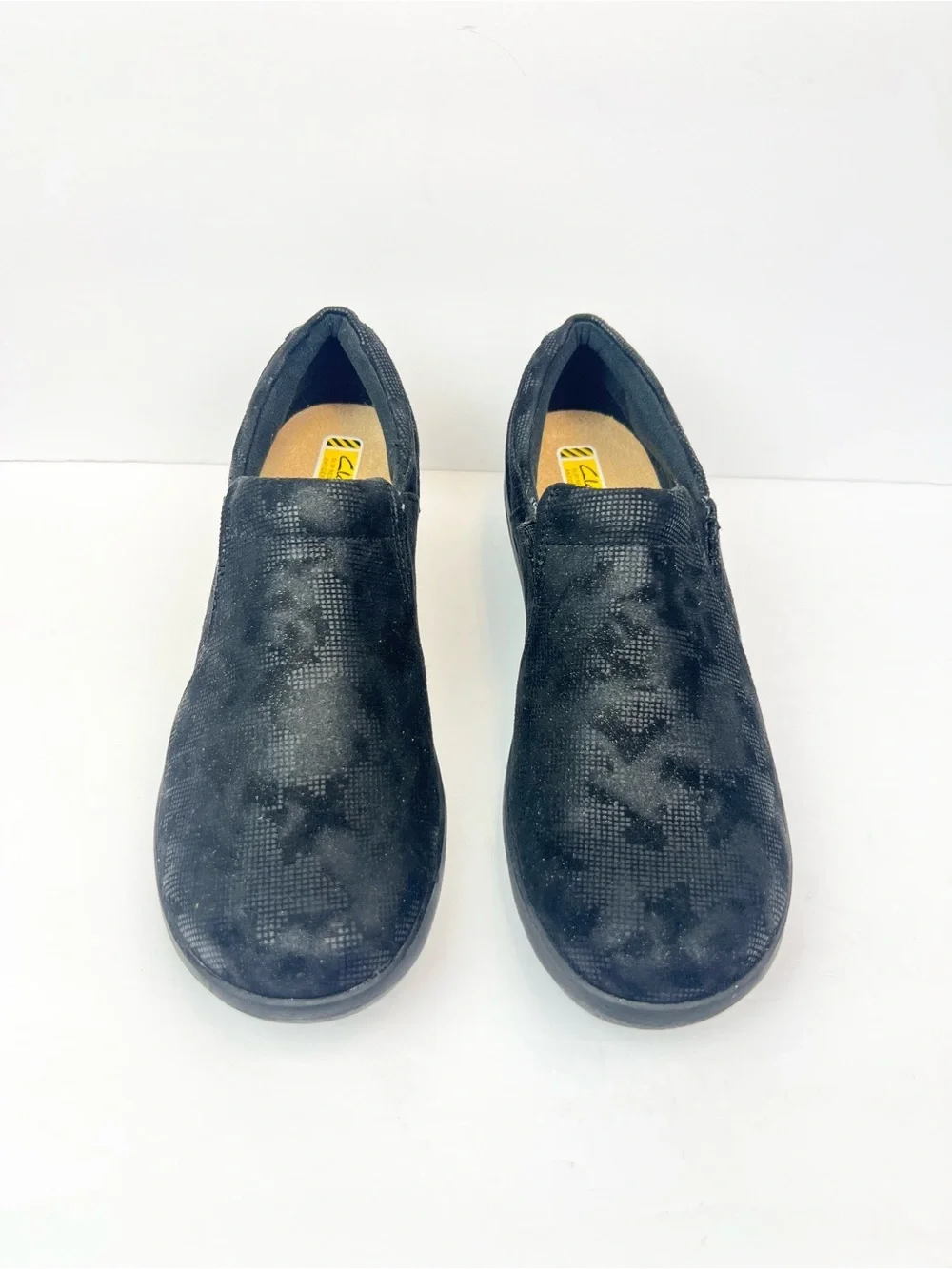 Clarks  Black Suede Slip Resistant Work Shoes Loafers  Size 11M Driving Shoes